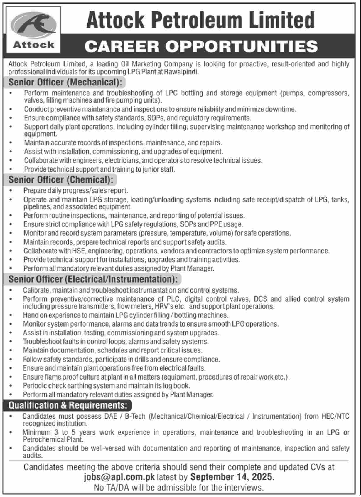 Jobs in Attock Petroleum Limited Rawalpindi